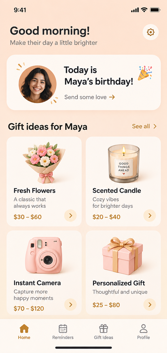 Birthday Reminder app screen 3