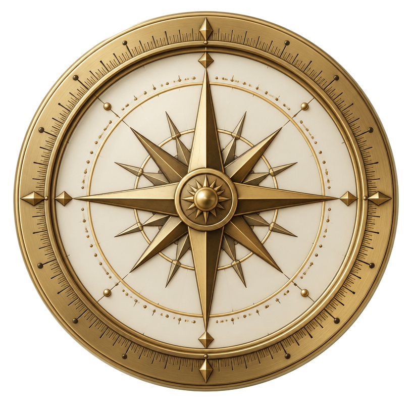 A brass compass